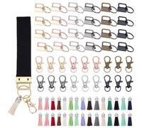 FREEBLOSS 90Pcs Keychain Hardware Set 30 Key Fob Hardware 30 Swivel Keychain 30 Tassels in 15 Colors, Tassels Keychains Bulk Charms for DIY Craft Supplies