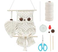 FREEBLOSS Beginner Macrame Kit DIY Owl Macrame Wall Hanging Hand Woven Tapestry Owl Macrame Wall Hanging Kit with Instructions Macrame Wall Art Decor for Bedroom Office