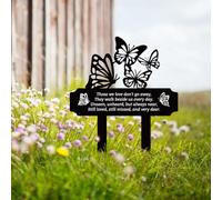 FREEBLOSS Butterfly Graves Cemetery Decorations Metal Memorial Grave Markers, Graveyard Sympathy Plaque, Graveside Burial Decor Sign for Outdoor Outside