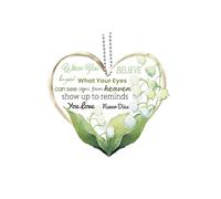 FREEBLOSS Car Ornaments Acrylic Car Hanging Ornament Heart with Lily of The Valley Car Interior Pendant Car Hanging Accessories Car Swing Ornament Car Mirror Decoration