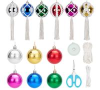 FREEBLOSS Christmas Macrame Kit - 6 Hanging Balls for Beginners - Macrame Christmas Decorations