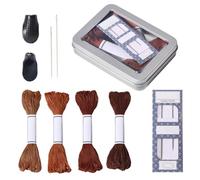 FREEBLOSS Complete Sashiko Set with 4 Colors Sashiko Thread 2 Needles 2 Adjustable Thimble Sewing Tools for Hand Sewing Thread and Needles Thimbles for Beginner(Brown)
