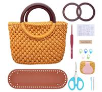 FREEBLOSS Crochet Bag Kit Handbag Knitting and Crochet Kit with Wood Handle English Instructions Handbag Making Kit for Craft Crocheting Kit for Beginners