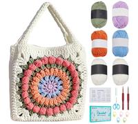 FREEBLOSS Crochet Flower Bag Kit Crochet Kit for Beginners Granny Square Crochet Bags and Totes Floral Tote Bag Knit Bag Flower Purse Crochet Starter Kit for Adults