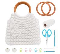 FREEBLOSS DIY Crochet Bag Set Crochet Handbag Crochet kit for Beginners with Step-by-Step Video Tutorials Crochet Knitted Bag Set for Adults Knitting Kit Crochet Starter Kit for Knitting Enthusiast