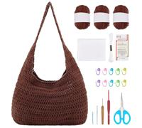 FREEBLOSS DIY Crochet Shoulder Bag Kit Complete Crochet Starter Kit with Video Tutorials for Beginners Learn to Knitting Tote Bag Set