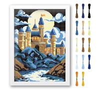 FREEBLOSS DIY Cross Stitch Wall Painting Castle Pattern Cross Stitch Kit Home Wall Decor 11CT Cross Stitch Starter Kit with Instruction Stamped Cross Stitch Counted Kit for Beginners, 28 * 38cm