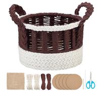 FREEBLOSS DIY Macrame Basket Kit Beginners Macrame Kit with Video Tutorial Cotton Cord Basket Weaving Craft with Linen Handmade Baskets for Storage