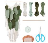 FREEBLOSS DIY Macrame Leaf Tapestry Kit Macrame Leaf Wall Hanging Boho Wall Hanging Leaves Tapestry with Long Tassel Macrame Kit for Beginners with Instructions Macrame Wall Decor for Living Room