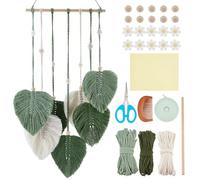 FREEBLOSS DIY Macrame Leaf Wall Hanging Beginners Macrame Kit Leaf Woven Tapestry Feather Wall Hanging DIY Macrame Kit for Adults Birthday Gift (Little Daisy)
