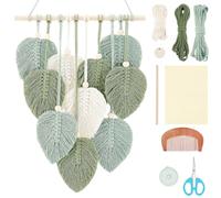 FREEBLOSS DIY Macrame Leaf Wall Hanging Beginners Macrame Kit Leaf Woven Tapestry Feather Wall Hanging DIY Macrame Kit for Adults Birthday Gift