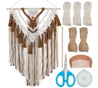FREEBLOSS DIY Macrame Wall Hanging Kit Woven Tassel Tapestry DIY Cotton Rope Boho Wall Decor Macrame Kit with Instructions for Adults Beginners, 40cm/15.7" Wide