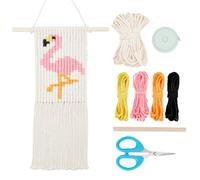 FREEBLOSS DIY Macrame Wall Hanging Tapestry Macrame Wall Hanging Kit Flamingos Style Macrame Art & Craft Kit with Instruction Macrame Beginners Kit for Adults