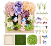 FREEBLOSS DIY Moss Wall Art Kit Preserved Moss Wall Art Flowers&Birds Moss ArtsFrame Crafts for Adults Moss Art Frame Kit Home Decor Framed Wall Art Set DIY Wall Art Moss Art