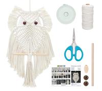 FREEBLOSS DIY Owl Macrame Kit Macrame Wall Hanging Kit Video Tutorials Included Woven Boho Tapestry Owl Wall Decor for Living Room Macrame Wall Decor for Bedroom Beginner Macrame Kit