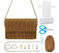 FREEBLOSS DIY Plastic Mesh Canvas Bag Kit Needlepoint Craft Kit with Blank Mesh Canvas Sheets Cross Stitch and Embroidery Projects for Handbag Making, Video Tutorial Included