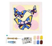 FREEBLOSS DIY Punch Needle Kit Butterfly Punch Needle Embroidery Wall Hanging Painting Punch Needle Kit for Beginners Poke Embroidery Dandelion Room Decor, Already Framed