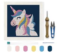 FREEBLOSS DIY Punch Needle Kit Dream Horse Punch Needle Embroidery Wall Hanging Painting Punch Needle Kit for Beginners Poke Embroidery Dandelion Room Decor, Already Framed