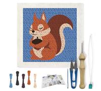 FREEBLOSS DIY Punch Needle Kit Squirrel Punch Needle Embroidery Wall Hanging Painting Kit for Beginners Poke Embroidery Dandelion Room Decor Already Framed, 9.4 * 9.4inch