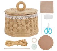 FREEBLOSS DIY Round Macrame Cord Basket Weaving Kit with Cardboard - Complete Craft Supplies for Beginners
