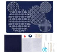 FREEBLOSS DIY Sashiko Kit Sashiko Placemat Kit for Beginners Water Soluble Embroidery Patterns Sashiko Supplies with Thread and Needles Hand Sewing Embroidery Kit for Adults Gift