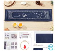 FREEBLOSS DIY Sashiko Kit Sashiko Tea Mat Kit Beginner Embroidery Kit for Adults Sashiko Supplies with Thread and Needles Hand Sewing Kit Hand Embroidery Kit