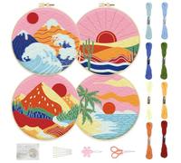 FREEBLOSS Embroidery Kit for Beginners: Japanese Style Hand Embroidery Kit, Adult Women’s Hobbies with Colored Threads, Needles, Hoops and Instructions