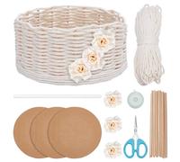 FREEBLOSS Flower Macrame Woven Basket Kit Basket Weaving Kits with Video Tutorials Macrame DIY Storage Bins Basket Making Supplies for Weaving Craft Gift