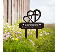 FREEBLOSS Grave Decorations for Cemetery Heart Garden Memorial Plaques for Outdoors Metal Sympathy Garden Stake Cemetery Markers