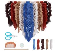 FREEBLOSS Large Macrame Leaf Wall Hanging Kit Leaf Woven Tapestry Bohemian Handmade Leaf Feather Wall Art Decorations Boho Wall Hanging Feather for Apartment Dorm Living Room