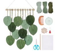 FREEBLOSS Macrame Leaf Wall Hanging Kit Boho Leaves Macrame Tapestry Macrame Kit for Beginners Handmade Woven Hanging Tapestry Bohemian Macrame Wall Art for Living Room Bedroom