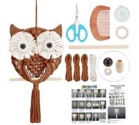 FREEBLOSS Macrame Owl Kit for Beginners Caramel Color Macrame Wall Hanging DIY Macrame Kit with Video Tutorial Macrame Hanging Decor for Adults Gift