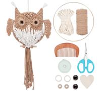 FREEBLOSS Macrame Owl Kit for Beginners Gold Macrame Owl Wall Hanging Tapestry DIY Macrame Kit with Video Tutorial Brown Color Macrame Hanging Decor for Adults Beginners Gift