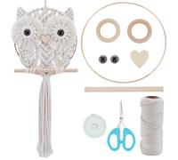 FREEBLOSS Macrame Owl Kit for Beginners Macrame Wall Hanging Kit White Cotton Cord DIY Owl Kit with Video Tutorial Hanging Decor for Adults Gift