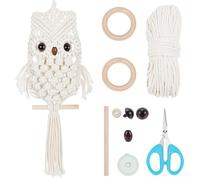 FREEBLOSS Macrame Owl Kit for Beginners - White Cotton Cord - DIY Decorative Wall Hanging Kit - Boho Wall Hanging - 15cm Length