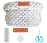 FREEBLOSS Macrame Storage Basket Kit Boho Decor Baskets Storage Bins Macrame Kit for beginners with instructions Decorative Storage Basket for Organizing