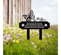 FREEBLOSS Memorial Grave Markers Butterfly Memorial Plaque Stake Sympathy Grave Markers Flower Garden Stake Memorial Metal Grave Stake Decoration Outdoors Yard
