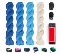 FREEBLOSS Multi-Pack Sashiko Set with 4 Colors Thread 25 Needles 8 Adjustable Thimble Tools for Hand Sewing Sashiko Thread and Needles Repair Kit for Sewing Embroidery Supplies(Blue)