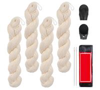 FREEBLOSS Multi-Pack Sashiko Set with 4 White Thread 25 Needles 2 Adjustable Thimble Tools for Hand Sewing Kit Sashiko Thread and Needles Repair Kit for Beginner Sewing