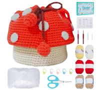 FREEBLOSS Mushroom Purse Crochet Kit for Beginners Crossbody Crochet Bags for Women Crochet Starter Kit Knitted Mushroom Bag Crochet Tote Bag Kit for Adults