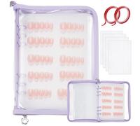 FREEBLOSS Nail Storage Organizer Clear A5 Size Press On Nail Organizer with 8 Insert Pages Nails Supplies for Artificial Nails Display, 9.4x7.1 x1inch