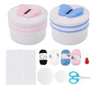 FREEBLOSS Plastic Canvas Cross Stitch Kits - Round Butterfly Mesh Box Kit with Video Tutorials for Beginners