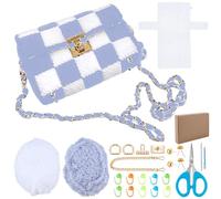 FREEBLOSS Plastic Mesh Bag Kit DIY Crochet Bag Cross Stitch Handbag Kit Blank Mesh Canvas Sheets for Crafting Projects with Acrylic Yarn Purse Making