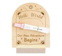 FREEBLOSS Pregnancy Announcement for Husband Wood Pregnancy Test Keepsake Sign Baby Gift Sets for Family Member Surprise Gift, Bear Design 15x17.8cm/5.9x7inch