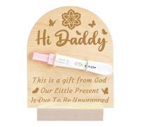 FREEBLOSS Pregnancy Announcement for Husband Wood Pregnancy Test Keepsake Sign Baby Gift Sets for Family Member Surprise Gift, Flower and Butterfly Pattern 15x17.8cm/5.9x7inch