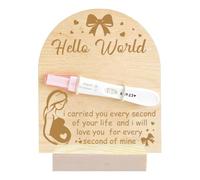 FREEBLOSS Pregnancy Announcement for Husband Wood Pregnancy Test Keepsake Sign Baby Gift Sets for Family Member Surprise Gift, Bowknot Pattern 15x17.8cm/5.9x7inch