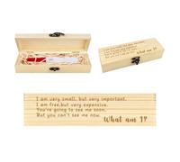 FREEBLOSS Pregnancy Test Keepsake Box Gift Surprise Pregnancy Announcement Gifts for Husband Latch Designed Wood Baby Memory Souvenir Collection Box with Raffia Ribbon (What Am I?)