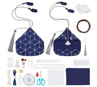 FREEBLOSS Sashiko Bag Kit Sashiko Coin Purse Kit DIY Sashiko Bag Making Kit with PET Sashiko Stencil Sashiko Kit for Beginner Friendly Home Decoration Gift Ideas