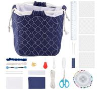 FREEBLOSS Sashiko Bag Kit Sashiko Drawstring Bento Bag Kit DIY Sashiko Bag Making Kit with PET Sashiko Stencil Beginner Friendly Home Decoration Gift Ideas