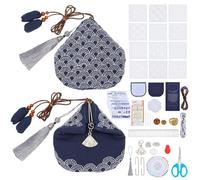 FREEBLOSS Sashiko Coin Purse DIY Kit with 12pcs PET Stencils Complete Sashiko Kit for Beginners Japanese Traditional Embroidery Bag for Girls Mums Gift